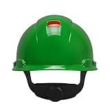 3M Hard Hat H-704V-UV, Uvicator Sensor, Vented, 4-Point Ratchet Suspension, Green by 3M