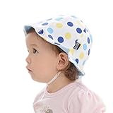 Limi　ベビー　キッズ　 100％綿製　かわいい水玉　ハット　キャップ　日よけ帽子　折りたたみ　3カラー選択可能　女の子　男の子　日焼予防　紫外線対策　UVカット　ひも付き (ブルードット)