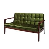 【１年保証】 木肘レトロデザイン ２人掛けソファ モスグリーン
