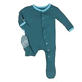 KicKee Pants Baby Boys Footie w/ Contrast Trim Cedar/Confetti 6-12M by KicKee Pants
