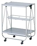 キッチンワゴン 【折りたたみ式/シルバー/約幅68.5×奥行40×高さ80cm】