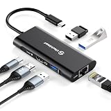 UtechSmart USB Cハブ イーサネットマルチポートアダプター 6イン1 USB C - HDMIドック MacBook Pro/Air、Chromebook、Dell XPS、HP、Type Cデバイスに対応 (ギガビットイーサネット 100W PD 4K HDMI USB 3.0) ブラック