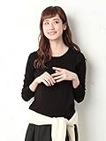 Angeliebe エンジェリーベ マタニティ 授乳口付き やわらか フライス クルー ネック Tシャツ 妊婦服 長袖 産前 産後 M ～ L ブラック 20934 20934102