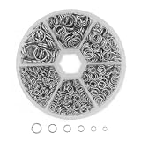 HappyHome 丸カン ステンレス製 4mm 5mm 6mm 8mm 9mm 10mm 合計約1500個セット ピアス イヤリング アクセサリ金具 基礎パーツ 透明ケース付き
