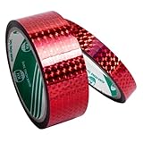 ホログラムテープ ラッピング デコレーション レッド 1.0cm×50m シール キラキラ DIY 装飾 グリッター オーロラ シルバー NYANDELMO ND-0205-R01-RD-1.0