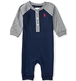 POLO RALPH LAUREN (ポロラルフローレン) コットン インターロック カバーオール ベビー 男の子 ネイビー 75cm (9ヶ月) [並行輸入品]
