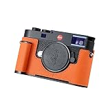 SIUTATDSH カメラハーフケース Leica M11/M11-P/M EV1用、ビンテージメタル本革カメラ保護ケース スタイリッシュ ポータブル 耐衝撃 (オレンジ)