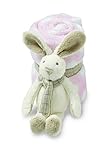 Mud Pie Plush Bunny Polka Dot Fleece Blanket Toy White/Pink [並行輸入品]