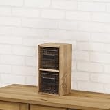 引き出し付BOX2D [W16 x D14 x H30cm] 天然木（パイン）　スチール（粉体塗装）　※タテ・ヨコ使用可能