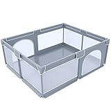 AGIMOLI 赤ちゃん ベビーサークル フェンス サイズ プレイヤード 子供 ゲート (グレー, 150 × 180 CM)