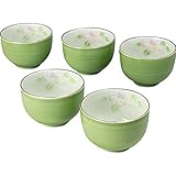 湯のみ おしゃれ : 有田焼 若草山茶花 仙茶 セット Japanese Cup x5pcs set Porcelain/Size(cm) Φ8.8x5.5/No:693215