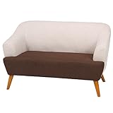 不二貿易 ファブリックソファ 2人掛け ツートン ベージュ ダークブラウン 34755