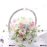 お供え*花白いバスケットお彼岸の花 お盆の花 一周忌 三回忌の花 弔事 四十九日 一周忌 法事 法要 仏事の花 (供え)