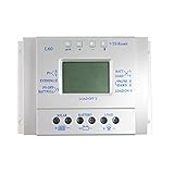 Y&H 60A ソーラーチャージコントローラー12V/24V　液晶充電コントローラー　パネル バッテリレギュレータ　過負荷保護　自動温度補償　USB 5v 出力【MPPT対応】