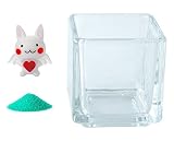 花市場直送便 ミニチュアガラス ウサギハート & カラーサンド エメラルドグリーン & 植え込み用グラス ニューブロックS
