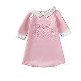 ZooArts ベビー服 キッズ服 ロンパース ニット 新生児サイズ 女の子 スイート ドレス 子供服 長袖（七分） カバーオール ワンピース 赤ちゃん 春秋 あんよしはじめる (90（18-24ヶ月
