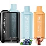 電子タバコ vape シーシャ 16000回吸引可能 繰り返し充電 煙量調節 爆煙 2風味セット ブルーベリー&クールコーラ 大容量 ベイプ 使い捨て カートリッジ5個つき 持ち運び 水蒸気タバコ 禁煙 節煙 ニコチン0 タール0 X-SPACE