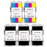 【京浜 SHOP】キヤノン用 BC-365 / 366 詰め替えインク 互換インクカートリッジ BC-365XLBKx3 (ブラック) ＋ BC-366XLCx2 (3色カラー) 計5本 残量表示非対応 大容量