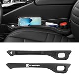 【アルファード 専用】隙間クッション 厚型 ALPHARD 専用ロゴ 隙間埋め 車用 シートサイド クッション アルファード 30系 後期 前期 適用 正・裏面取付可 シート コンソール 隙間収納 落下防止 小物入れ 内装パーツ 運転席+助手席 ロゴ左右対称設計 2本入り (ブラック, アルファード 専用)