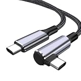 USB C L字 ケーブル PD 100W（C to C）L型 変換ケーブル type-c 5A 急速充電 ナイロン編み型ケーブルMacBook/Surface/Dell/iPad/Phone 16シリーズ/Phone 15シリーズ/Galaxy/Pixel/HP/SwitchなどがUSB-Cデバイスに対応（1.5m)