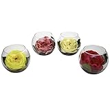 Nearly Natural 1333-S4 Rose with Bubble Vase, Yellow/Cream/Mauve/Red, Set of 4 [並行輸入品]