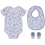 [ナイキ] 女の子用Graffiti AOPボディースーツ出産祝い3点セット（Lavender） ロンパース 靴下 出産祝い ベビー服 子供服 ギフト プレゼント