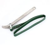 uxcell　ベルトレンチ　ストラップレンチ　フェイクレザー　メタル製　グリーン　シルバートーン　ベルト　オイルフィルターレンチ　オートカー用