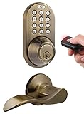 MiLocks XFL-02AQ Digital Deadbolt Door Lock and Passage Lever Handle Combo with Keyless Entry via Re