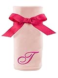 Princess Linens Embroidered Pink Initial Cotton Knit Blanket, T by Princess Linens