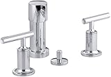 Kohler K-14431-4 Purist Bidet Faucet with Vertical Spray and Lever Handles, Polished Chrome [並行輸入品]