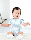 SM子供服　ベビロンパース カバーオール　ガールズボーイズつなぎ　セラー服　ボーダー　ブルー　ピンク　女の子男の子　薄手　天竺フォーマル　カジュアル　普段着　出産祝いブルー　ピンク (60ｃｍ（66）
