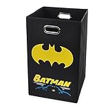 モダンLittlesバットマングラフィック折り畳み子、ポリプロピレンファブリック、丈夫、スタイリッシュ、ランドリーバスケットin black- Perfect forバスルーム、クローゼットやランドリ