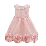 RoRykon こどもドレス 女の子 スパンコール 子供 ドレス フラワー飾 可愛い ピンクワンピース フォーマル キッズ ベビー エレガントエレガント 演奏会 女の子 ピアノ発表会　結婚式　コンクー