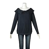 (ニッセン) nissen 【 マタニティ 授乳服 産前 産後 】 ケープ風 リボン付 ニット風 プルオーバー 授乳機能付き 黒 産後5L