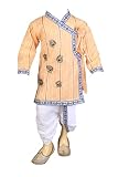 FOCIL Diwali Specialクリームピーコックフェザー刺繍ドーティ&クルタパンツセットfor Kids