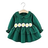FEVON　ワンピース　ベビー　女の子　赤ちゃん　新生児　長袖　春　秋　冬　ふわふわ　可愛い　花付き　丸襟　キッズドレス　プリンセス　女児用　チュニック　オシャレ　フォーマル　出産祝い　入園式　卒園式