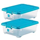 for.cEX ふた付きポリプロピレン収納ボックス クローゼット用 浅型(高さ17cm) 同色2個組 ブルー for.cEXA50-2BL