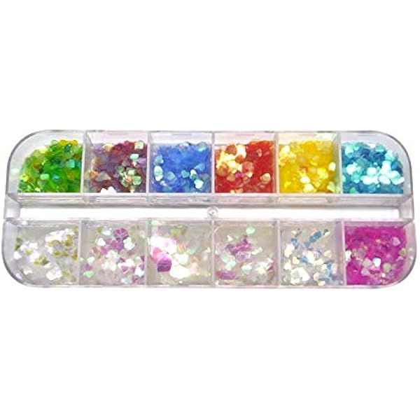 Amazon Co Jp ネイル パーツ ハート ホログラム クリア オーロラ 12色セット ビューティー