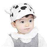 ベビーキャップ 帽子 かわいい 乳牛柄 男の子 女の子 赤ちゃん帽子 新生児 ベビーハット 50cm 6ヶ月～24ヶ月対応 コットン製 幼児 日よけ帽子 肌触り感良い お出かけ 散歩グッズ 白
