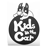 ブラック（黒） 犬 フレンチブルドッグ 円 Kids in the car キッズ イン ザ カー キッズインカー ステッカー 窓ガラス用シールタイプ 車...