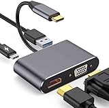 Conkoo USB Type-C HDMI 変換アダプター デュアル マルチディスプレイアダプタ 3画面 4-in-1 HDMI USB ハブ HDMI拡張【4K対応 HDMI+VGA+USB-C PD充電】 USBディスプレイアダプタ ドッキングステーション MacBook/iPad Pro/Galaxy Tab/他のタイプC デバイス対応