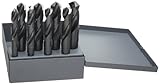 Chicago Latrobe 190F High-Speed Steel Reduced Shank Drill Bit Set With Case, Black Oxide, Round Shan