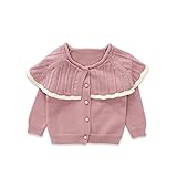 Pojour ベビー服 子供服 女の子ニットカーディガンセーター 冬 防寒 かわいいトップス おしゃれ 暖かい 厚手 綿 ベビールームウェア 普段着 カジュアル 旅行 記念日 プレゼント 丸首 パープ