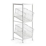 エア・リゾーム ランドリーバスケット スリム おしゃれ 棚付きランドリーバスケット ALCO（アルコ） 2段タイプ ホワイト×ホワイト