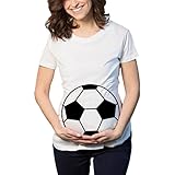 HUYB妊娠中　女性 マタニティ Ｔシャツ　半袖　サッカー　フットプ リント トップス　春夏 快適 ゆったり 日常用　マタニティ服レディース (XL, ホワイト)