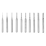 Demiawaking 超硬 10本/セット　カーバイド エンドミル 彫刻ビット　ビッド　高速度 工具 切削 木工 研磨用 彫刻ビット　切削エッジ径（CED）：0.5-3.175mm（0.5,0.8,