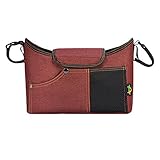 ベビーおむつバッグ、ベビーカーオーガナイザー、カップホルダー[ブルゴーニュ]ベビーカーバッグ