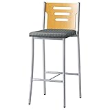 オリバー ダイニング ハイカウンターチェア スチール 布 ナチュラル・シルバー×グレー (S・CS-2551・NB・ST+FF-28F)