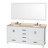 Wyndham Collection Sheffield 72 inch Double Bathroom Vanity in White Ivory Marble Countertop Undermo