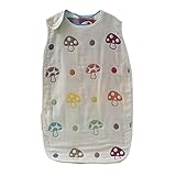 6重ガーゼ スリーパー 綿100% 3種類 赤ちゃん 寝具 出産祝い (白（キノコ）)